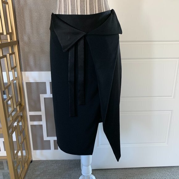 Halston Heritage Black Satin Oragami Skirt NWT